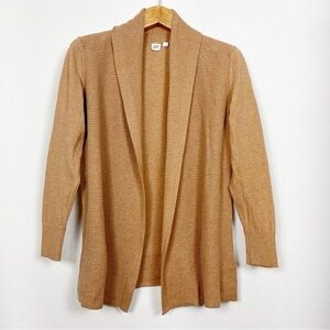GAP Women's Open-Front Shawl Cardigan Bella Third Camel Size Medium Waffle Knit